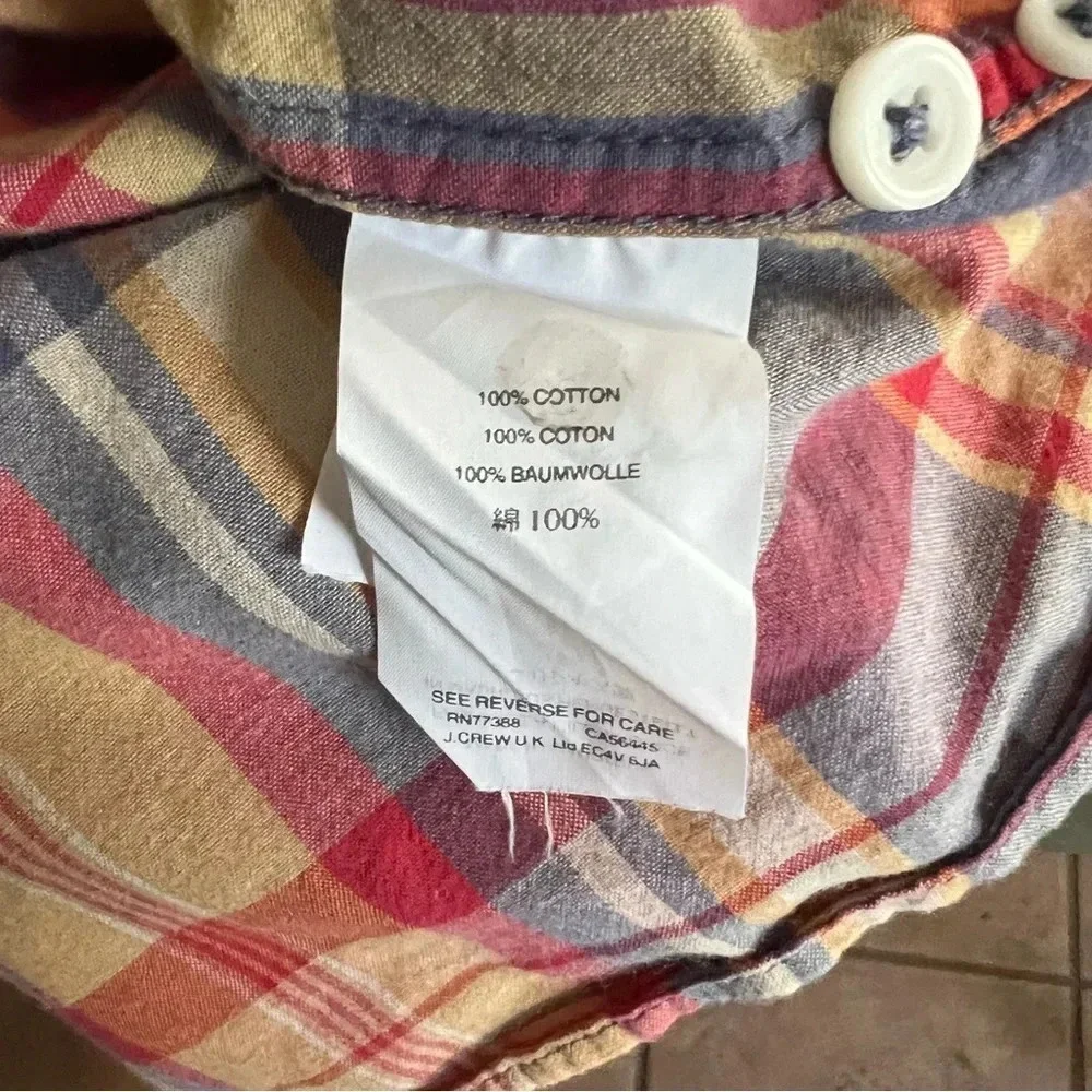 J. Crew Plaid Long Sleeve Cotton Button Down Shirt Size Large Slim - Picture 3 of 4